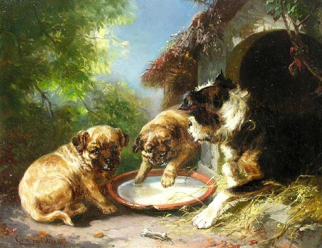 unknow artist Hunde vor der Hutte, oil painting image